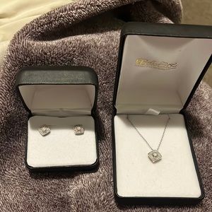 Never Worn Matching Diamond Necklace and Earring Set